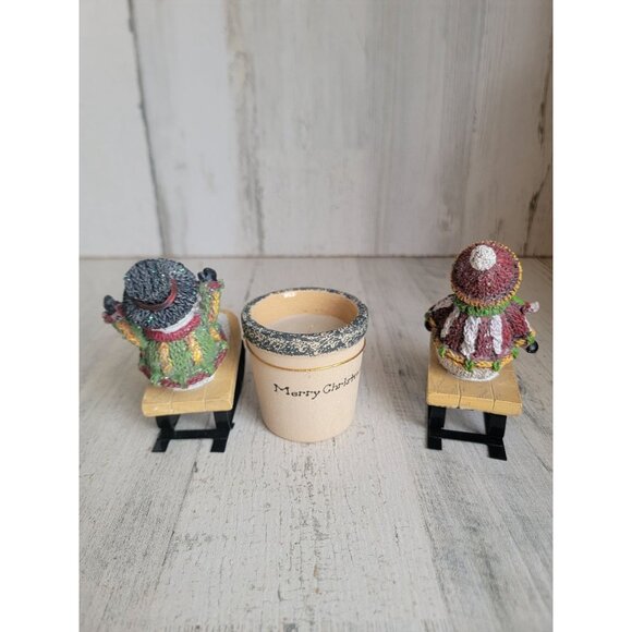 Snowman sleigh set tealight candle xmas figure decor snow - Picture 3 of 5